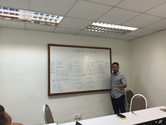 Director  Saharrudin membentangkan target uang perlu dicapai setiap unit